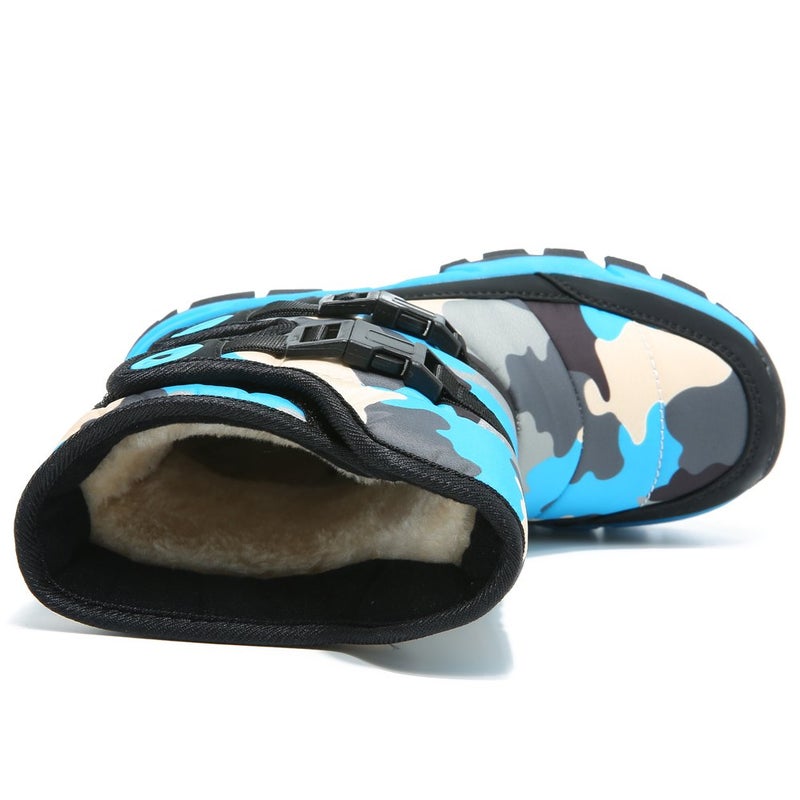 GUBARUN Boys Snow Boots Winter Waterproof Slip Resistant Cold Weather Shoes (Little Kid)-13M,Black/Blue - Image 4